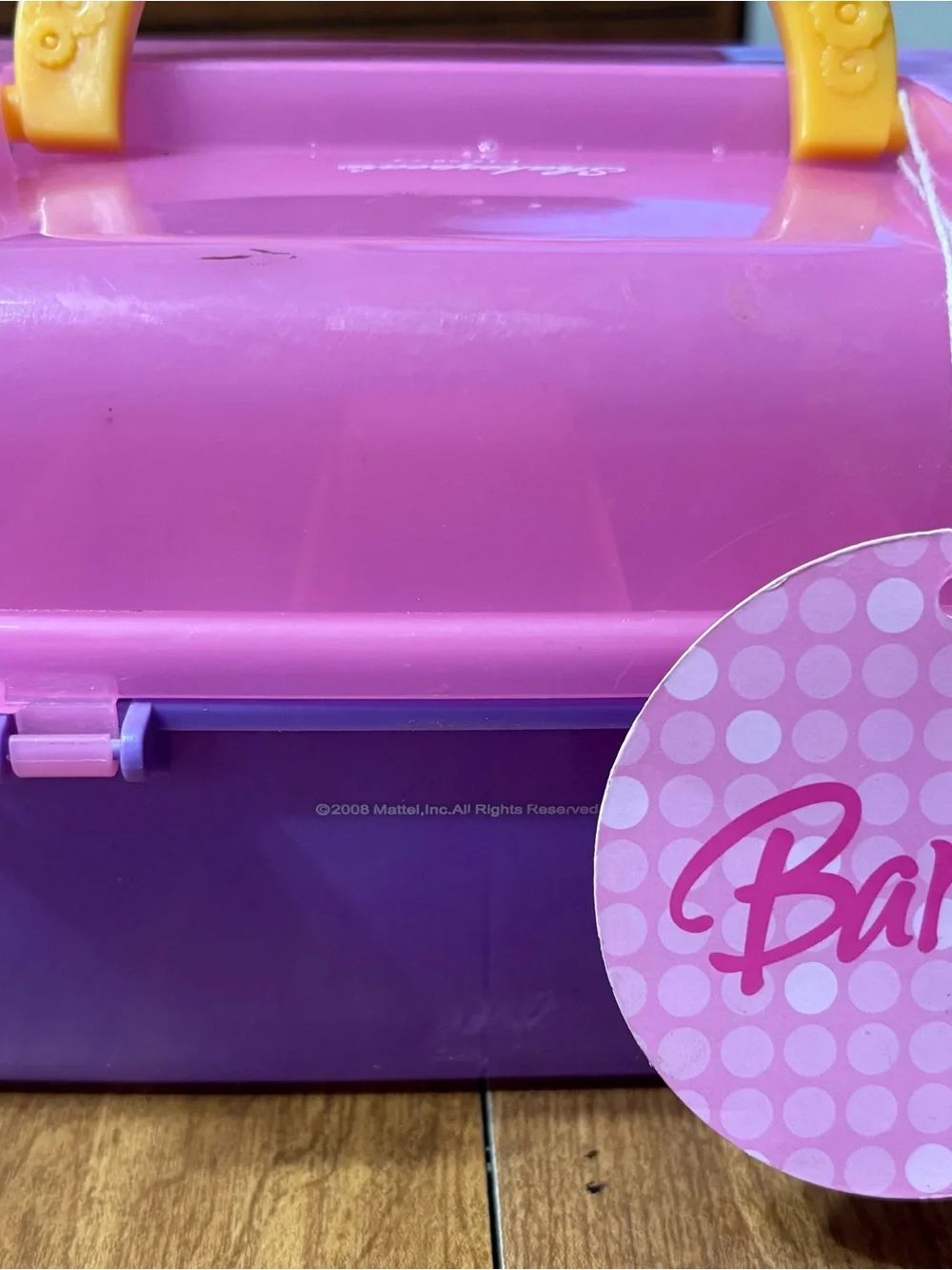 Y2K Barbie Pink and Purple tackle box Case with Yellow handle